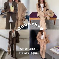 CHUUCHOP_พร้อมส่ง(C2168-C2169)???Chocolate chip suit and pants เสื้อสูทและกางเกง (ขายแยกชิ้น)