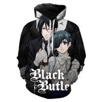 Sudadera con capucha de Anime Black Butler para mujer, ropa de calle con estampado de figuras de Kuroshitsuji, abrigo de Hoge Kwaliteit en 3D, 2023