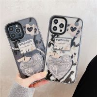 CrashStar เคสโทรศัพท์กันกระแทกแฟชั่น3 In 1สำหรับ iPhone 14 13 12 11 Pro Max Mini XS XR X 8 7 Plus + SE 2020เคสโทรศัพท์นิ่มแบบใสโปร่งใสรูปกระต่ายรักหัวใจเคสขายดี