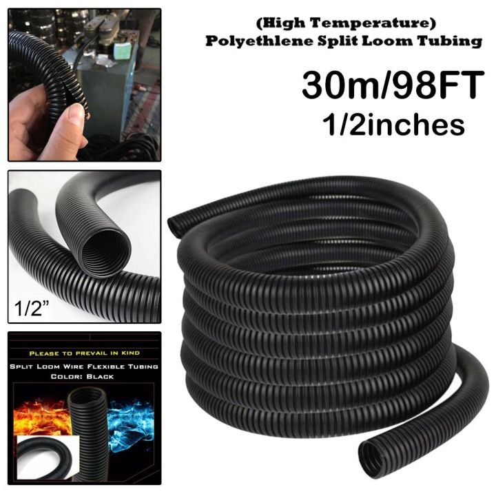 98ft-1-4in-3-8in-1-2in-protective-tube-split-wire-loom-conduit-polyethylene-tubing-black-color-sleeve-tube-30m-home-improvement-electrical-circuitry-p