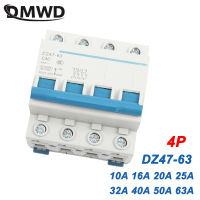 Dz47-63 63a 16a 10a 4P ขนาด230V 400V ~ 50Hz/60Hz เบรกเกอร์กระแสไฟตกค้าง