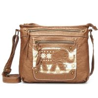 Women Handbags Fashion Pu Leather Crossbody Bag Brown Elephant Patchwork Shoulder Bag Soft Leather Messenger Bag Purse Tote Bag