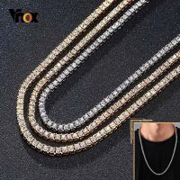 Vnox 5mm Bling Tennis Chain Necklace for Men Women Shiny AAA CZ Zirconia Stones Row Link Punk Hip Hop Gothic Street Jewelry Box Fashion Chain Necklace