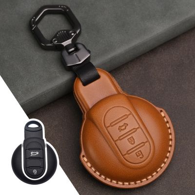 Leather Car Remote Key Case Fob Cover Skin Keychain For MINI Cooper Clubman Hardtop Hatchback Countryman F54 F55 F56 F57 F60