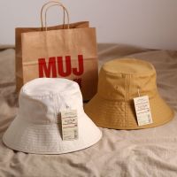 MUJI Unprinted MUJ ผ้าฝ้ายบริสุทธิ์ขอบใหญ่หมวกชาวประมงฤดูใบไม้ผลิและหมวกหน้าร้อนหมวกกันแดดกันแดดเข้ากับทุกชุดแนวญี่ปุ่นหมวกอาบน้ำเด็ก