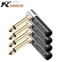 ❣ 2PCS 6.35MM 2 Pole Mono Male Plug Right Angle Wire Connector Gold Plated Jack 6.35MM Plug Microphone Connector Wholesales