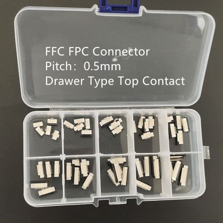 50pcs-ffc-fpc-connector-0-5mm-4-6-8-10-12-14-16-18-20-22-pin-drawer-type-top-contact-flat-cable-connector-socket-sets-watering-systems-garden-hoses
