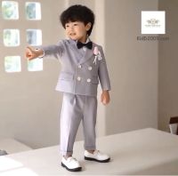 Cute Baby suit สูทเด็กเล็ก สูทเด็กอ่อน ชุดไปงาน สีเทา เซท 2 ชิ้น เสื้อสูท+กางเกง ขนาด 80, 90, 100, 110, 120, 130, 140, 150 (3 เดือน ถึง 11 ปี)