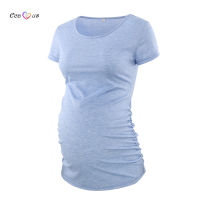 Short Sleeve Maternity Tops Shirts Ruched Sides Casual Maternity Clothes Mama Pregnancy Blouses Womens O Neck Top Shirt