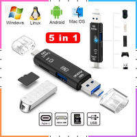 【คลังสินค้าพร้อม】5 In 1 Type C Micro USB 3.0 TF OTG Adapter เครื่องอ่านการ์ด Sdusb 3.1 Memory Card Reader Adapter สำหรับศัพท์แล็ปท็อปคอมพิวเตอร์