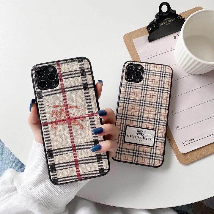 Tide brand Apple New iphone Case 14 14Plus 14Pro 14ProMax 13 leather Luxury  Lattice Classic Logo