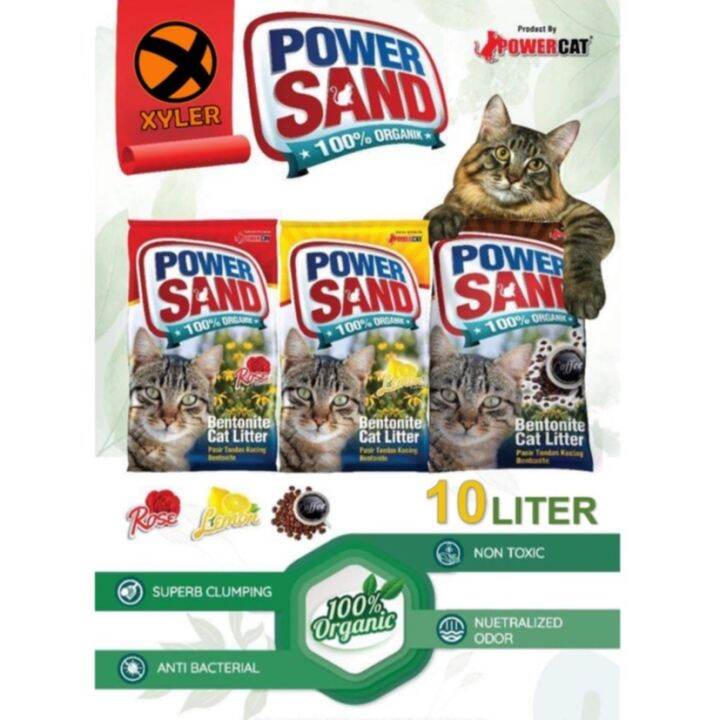 PowerSand 10L BENTONITE Cat Litter By PowerCat 100 ORGANIC Litter