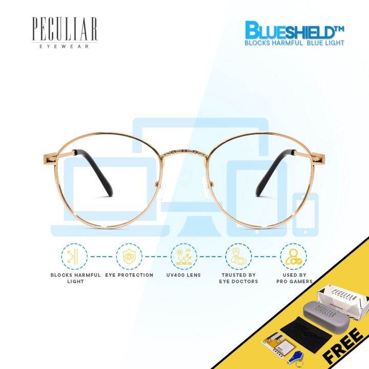 [eyeglasses house]Peculiar Eyewear ALEX Round Anti Radiation Blue Lens