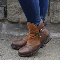 Fashion Winter Women Boots Buckle Strap Low Heel Brown Ankle for Women Comfortable Classic Ladies All-Match Elegant Boots