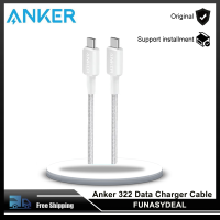 Anker สายชาร์จข้อมูล, สาย322 Type-c/ USB-A เป็น Type-C 0.9/1.8ม. สีดำ/ขาว15/60W สายชาร์จเร็ว