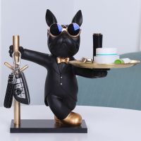 【hot】◑☢ French Sculpture Decoration Dog Figure Statue Figurine Tray Entrance Holder