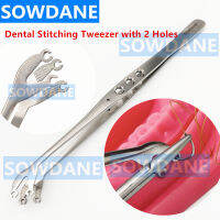 แหนบเย็บทันตกรรมพร้อมแหนบวิทยาลัยผ่าตัด2หลุม Cotton Dressing Forcep Serrated Tip Stainless Steel