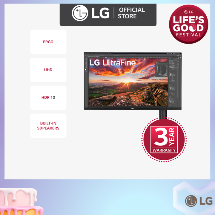 LG 32" UltraFine Ergo 4K Monitor 32UN880B 32 Inch UHD (3840 x 2160) IPS DCIP3 95 HDR 10 HDMI