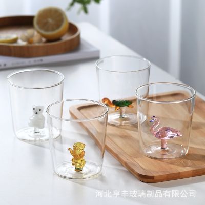 ▬❄●  Italian style three-dimensional animal shape cute New Year water cup home heat-resistant glass milk breakfast