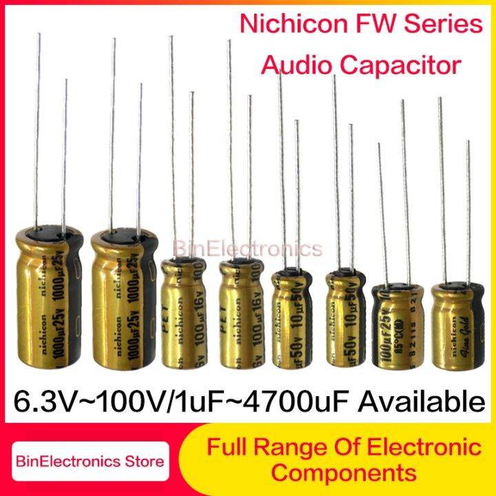 nichicon-fw-series-electrolytic-capacitors-6-3v-100v-1uf-4700uf-available-hifi-audio-capacitor-nichicon-fever-audio-electrolytic