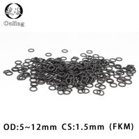 ✘┇☾ 10PCS/lot Fluorine rubber Ring Black FKM O ring Seal 1.5mm Thickness OD5/5.5/6/6.5/7/8/9/10/11/12mm Rubber O-Ring Seal Gasket