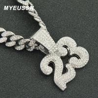 MYEUSSN สร้อยคอโซ่คิวบาเย็นจำนวน23จี้ Rhinestone สร้อยคอโซ่สีเสน่ห์เครื่องประดับฮิปฮอปผู้ชาย