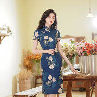 8สีฤดูร้อนสไตล์จีน Cheongsam วินเทจขนาดบวกชุดหญิงผู้หญิงแฟชั่นโชว์เครื่องแต่งกายใหม่ Qipao M ถึง4XL