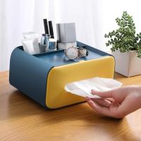 Fashion Multi-purpose Napkin Case Rectangle Double Layer Tissue Box Delicate ABS Multi-grids Design Napkin Box Home Decor