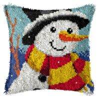 Christmas Santa Snowman DIY Latch Hook Kits 3D Segment Embroidery Throw Pillow Cover Cross Stitch Carpet