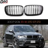 X6 E71 E70 E71 ABS Racing Grille กันชนหน้า Kindey Grills ตาข่ายสำหรับ BMW E65 E66 X5 2007 - 2014 Glossmatte สีดำ