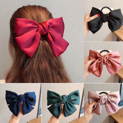 【CC】▤❁☌  Large Silk Bows Elastic Hair Bands Ties big Rubber Scrunchies for Barrettes Accessories
