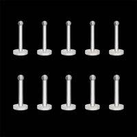 5PCS/10PCS Invisible Nose Rings Studs Piercing Jewelry 18G 20G Wholesale Anti-allergic Plastic Flat Base For Women 0.8mm 1.0mm Electrical Connectors