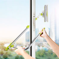 Window Glass Cleaning Tool Brush Double-sided escopic Rod Window Cleaner Mop Squeegee Wiper Long Handle Rotating Head Brush