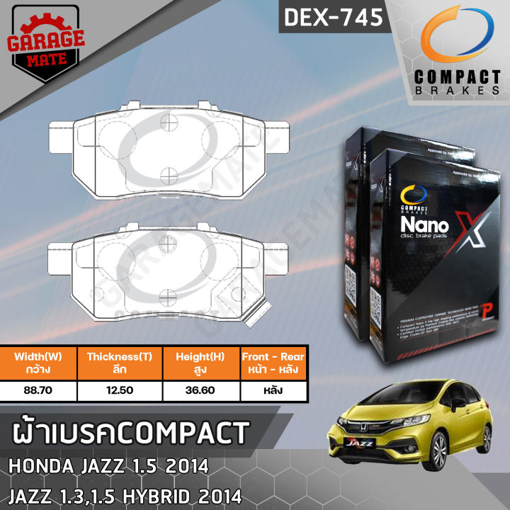 compact-ผ้าเบรคหลัง-honda-jazz-1-5-s-v-sv-2014-jazz-1-3-1-5-hybrid-2014-รหัส-745