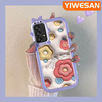 เคส Chenyyyka A53ปลอกสำหรับ Samsung 5G เคสแฟชั่นลายดอกไม้สีรุ้ง3D สีสันสดใสปกป้องมอนสเตอร์ตัวน้อยน่ารักเลนส์กล้องถ่ายรูปเคสมือถือกันกระแทกและทนทานต่อการตก