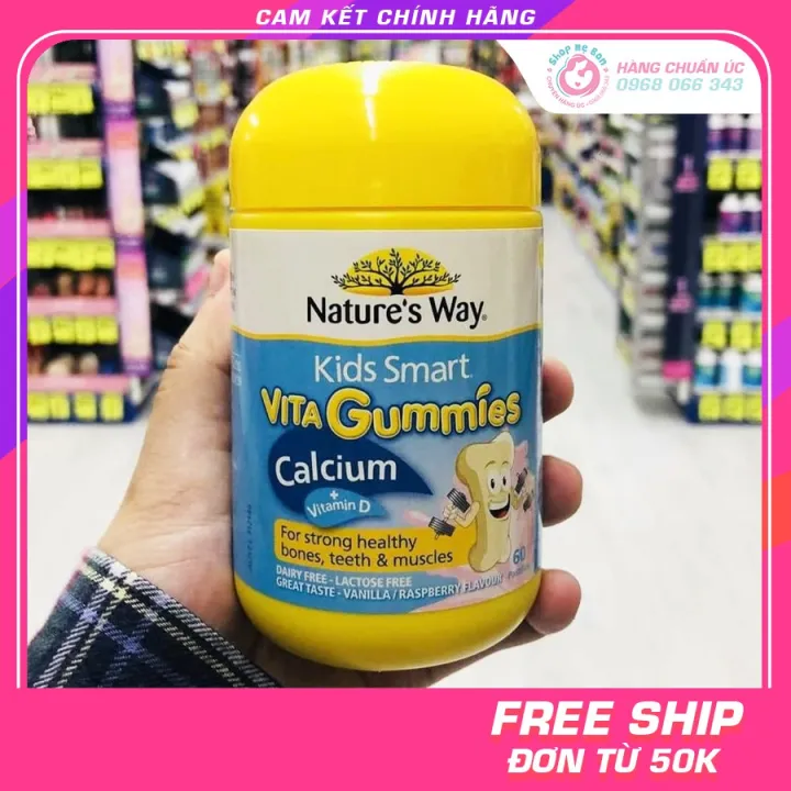 Kẹo Vitamin Nature's Way Kids Smart VITA Gummies Calcium + Vitamin D (Gum Canxi) 60 viên - Úc