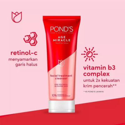 พอนด์ส เอจ มิราเคิล เฟเชียล โฟม PONDS Age Miracle Facial Foam 100 g. โฟมล้างหน้า เพื่อผิวอ่อนวัย กระจ่างใส เร่งผลัดเซลล์ผิวเก่า