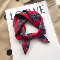 【CW】 2023 Hair Scarf Fashion Print Small Silk Scarves Female Design Shawl and Bandana Foulard