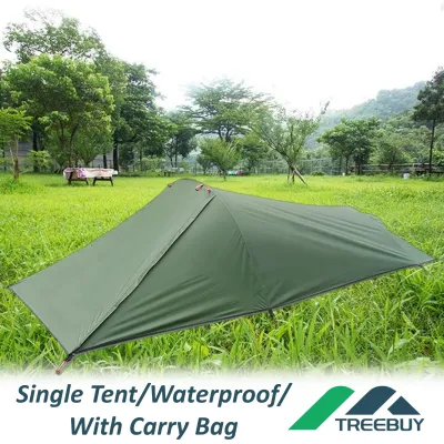 Ultralight Outdoor Camping Tent Single Person Camping Tent เต้นท์แคมปิ้ง Water Resistant Tent Aviation Aluminum Support Portable Sleeping Bag Tent