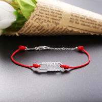 Moonmory 925 Sterling Silver Paper Clip Red Rope Bracelet For Women Shining Crystal Wrist String European Jewelry Christmas Gift