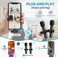 ส่งฟรี GOOJODOQ  Wireless Lavalier ไมโครโฟน บันทึกเสียงแบบพกพา มินิ ไมค์ สำหรับ iPhone Android ถ่ายทอดสดการเล่นเกม อุปกรณ์เสริมกล้อง