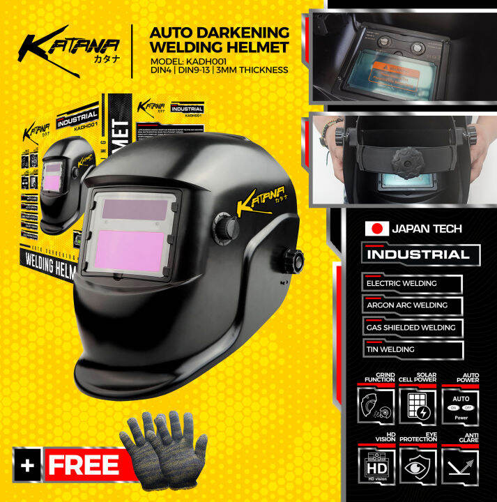 KATANA Japan Tech Industrial Auto Darkening Welding Helmet HD Vision ...