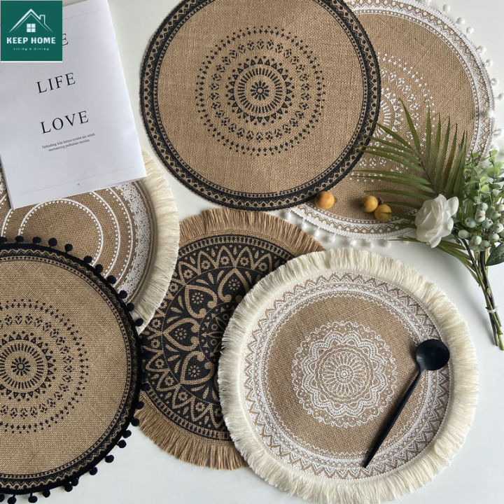 Home Textile Round Mat Cotton And Linen Placemat Heat Insulation Coffee Cup  Mats