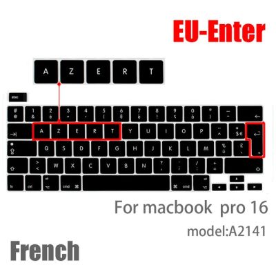 สำหรับ Macbook Pro 16แผ่นครอบแป้นพิมพ์ฟิล์มป้องกันแล็ปท็อป Pro16นิ้วซิลิโคน A2141แผ่นครอบแป้นพิมพ์จอแสดงผลฝรั่งเศสสเปนรัสเซีย