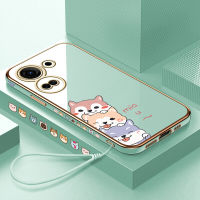 AnDyH Case For Tecno Camon 20 Pro Itel S23 Case Fashion Cute Cartoon Dogs Luxury Chrome Plated Soft TPU Square Phone Case Full Cover Camera Protection Anti Gores Rubber Cases For Girls