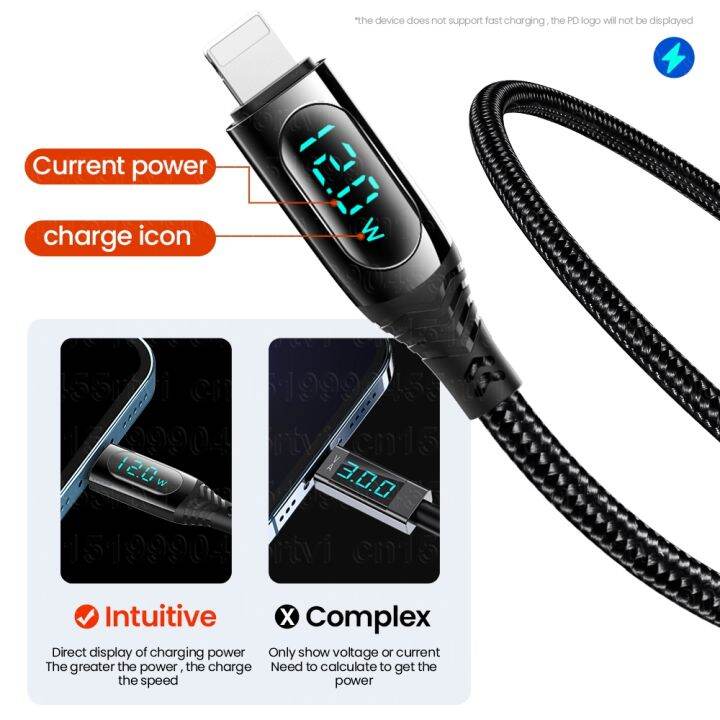 จอ-led-usb-สายสำหรับ-iphone-ชาร์จเร็ว-อุปกรณ์ชาร์จไฟ14-13-12-11-pro-max-xs-xr-x-data