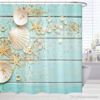 【hot】▤⊕℡  Beach Shower Curtain Coastal Curtains with Hooks Seashells Starfish on Set