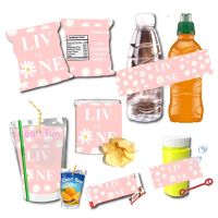 【LZ】♀┅  Custom Daisy First Birthday Party Water Bottle Wine Labels Capri Sun Stickers Self Adhesive Candy Wrap Baby Shower Baptême Decor