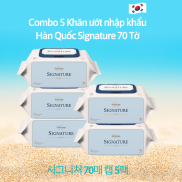 Combo 5 Gói Khăn Ướt Cao Cấp BebeSup Signature 70 Tờ Nhập Khẩu Hàn Quốc