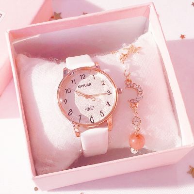 【Hot Sale】 Exam watches for female junior high school students simple casual atmosphere quartz waterproof mute girls